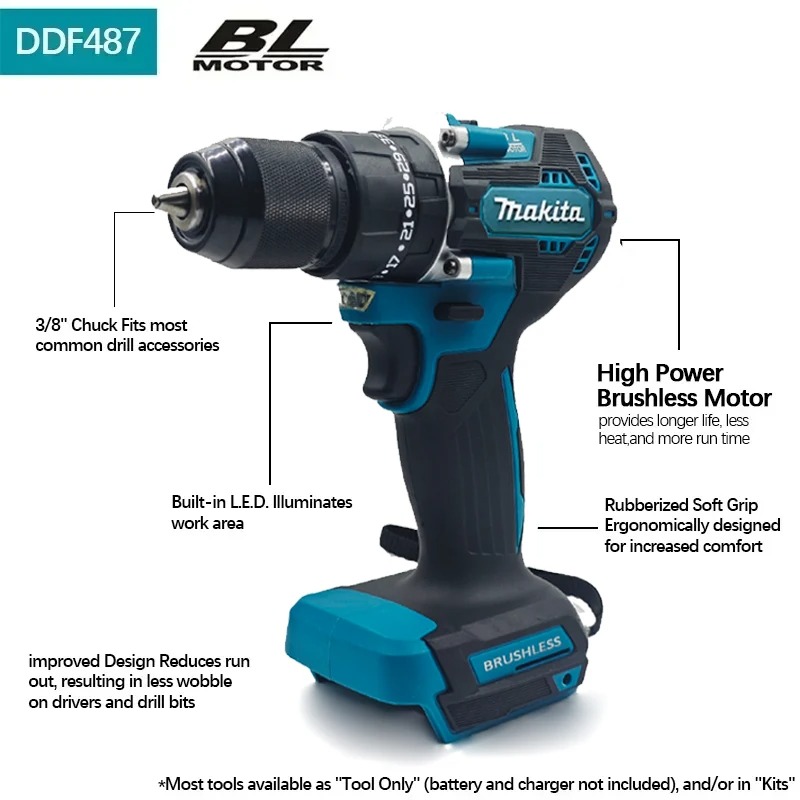 Оригинальный бесщеточный аккум – обзор и цена Makita Drill Ddf484